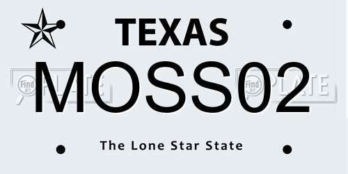 MOSS02 Texas License Plate