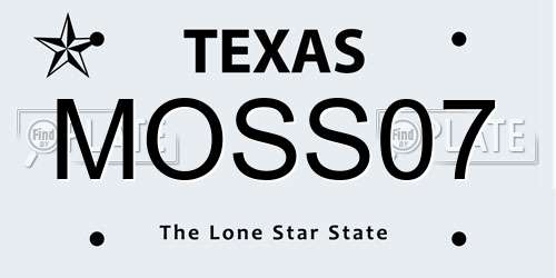 MOSS07 Texas License Plate