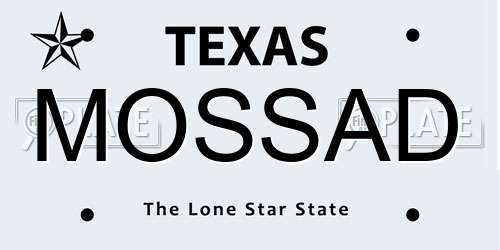 MOSSAD Texas License Plate