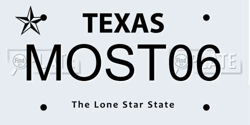 MOST06 Texas License Plate
