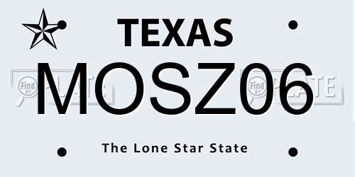 MOSZ06 Texas License Plate