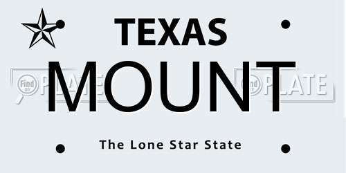 MOUNT Texas License Plate