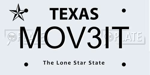 MOV3IT Texas License Plate
