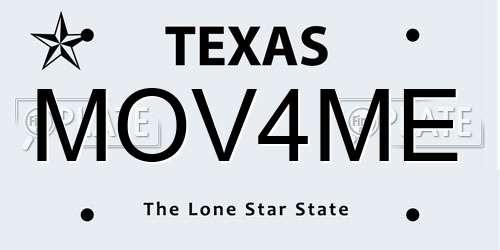MOV4ME Texas License Plate
