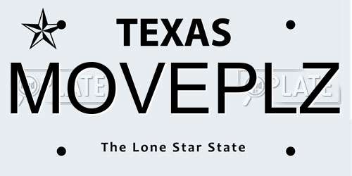 MOVEPLZ Texas License Plate