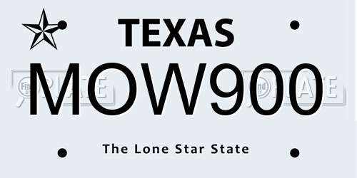 MOW900 Texas License Plate