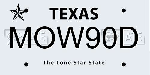 MOW90D Texas License Plate