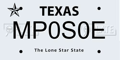 MP0S0E Texas License Plate