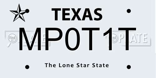MP0T1T Texas License Plate