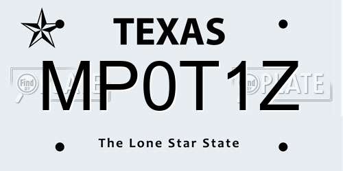 MP0T1Z Texas License Plate