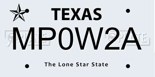MP0W2A Texas License Plate