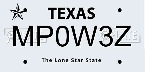 MP0W3Z Texas License Plate