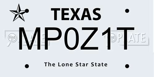 MP0Z1T Texas License Plate