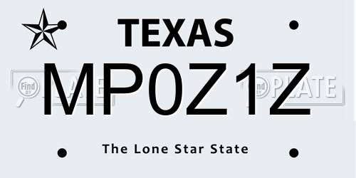 MP0Z1Z Texas License Plate