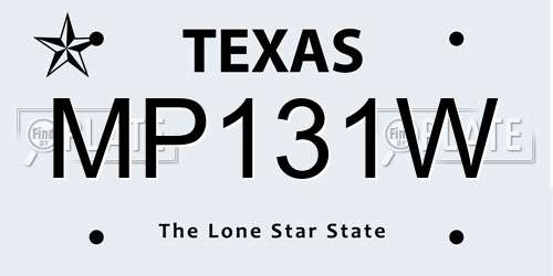MP131W Texas License Plate