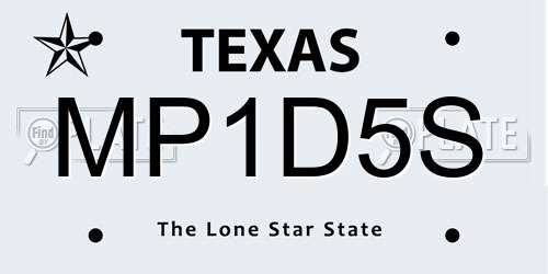 MP1D5S Texas License Plate