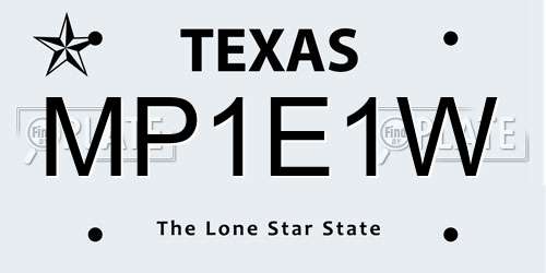 MP1E1W Texas License Plate