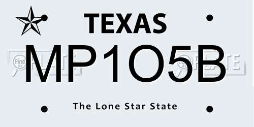 MP1O5B Texas License Plate