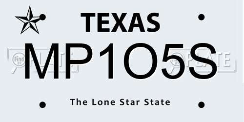 MP1O5S Texas License Plate