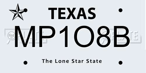 MP1O8B Texas License Plate