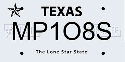 MP1O8S Texas License Plate