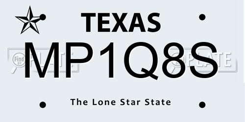 MP1Q8S Texas License Plate