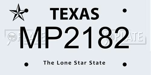MP2182 Texas License Plate