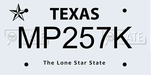 MP257K Texas License Plate