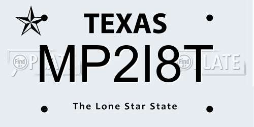 MP2I8T Texas License Plate