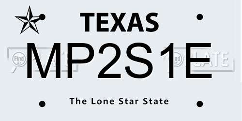 MP2S1E Texas License Plate