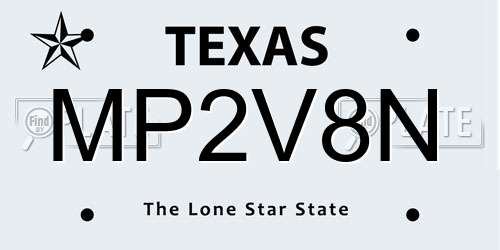 MP2V8N Texas License Plate