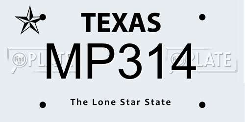 MP314 Texas License Plate