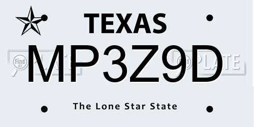 MP3Z9D Texas License Plate