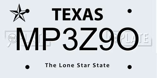 MP3Z9O Texas License Plate