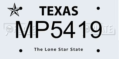 MP5419 Texas License Plate