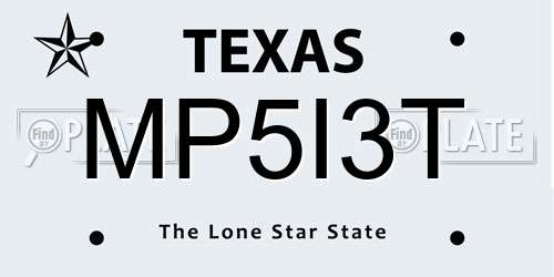 MP5I3T Texas License Plate