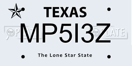 MP5I3Z Texas License Plate