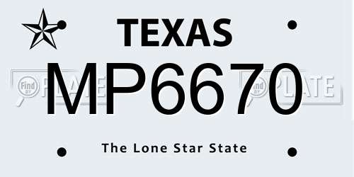MP6670 Texas License Plate