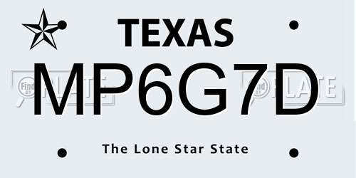 MP6G7D Texas License Plate