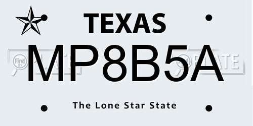 MP8B5A Texas License Plate