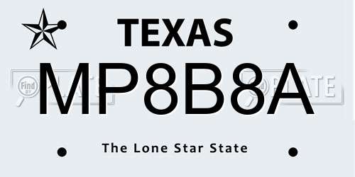 MP8B8A Texas License Plate