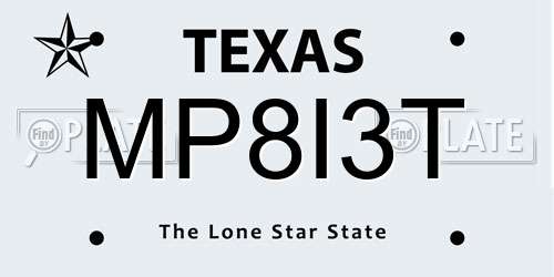 MP8I3T Texas License Plate