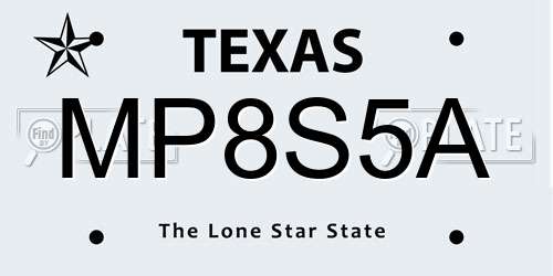 MP8S5A Texas License Plate