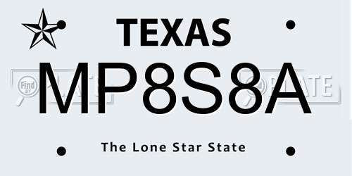 MP8S8A Texas License Plate
