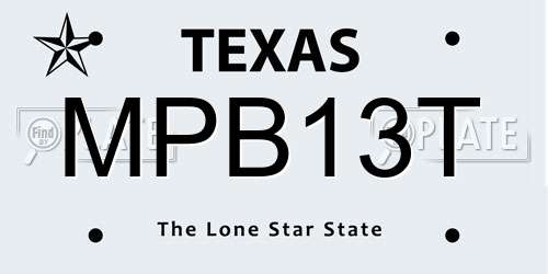 MPB13T Texas License Plate
