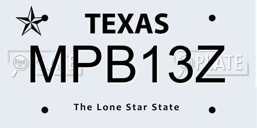 MPB13Z Texas License Plate