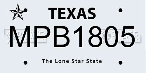 MPB1805 Texas License Plate