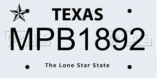 MPB1892 Texas License Plate