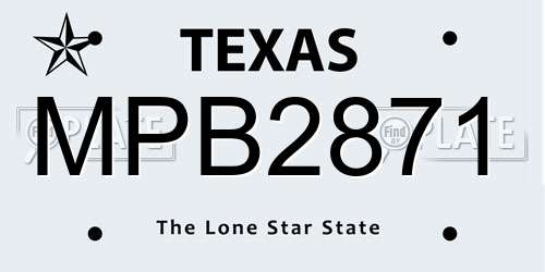 MPB2871 Texas License Plate