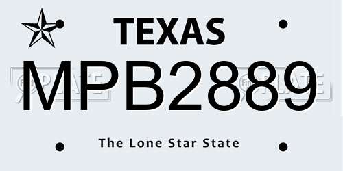 MPB2889 Texas License Plate